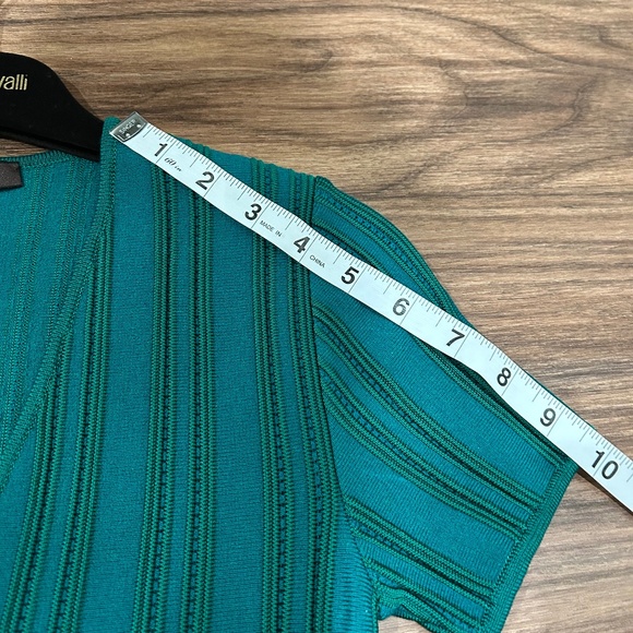 NWOT Roberto Cavalli Dress size EU 40 US 8 Green Short Sleeve V-neck Bodycon - Picture 11 of 15
